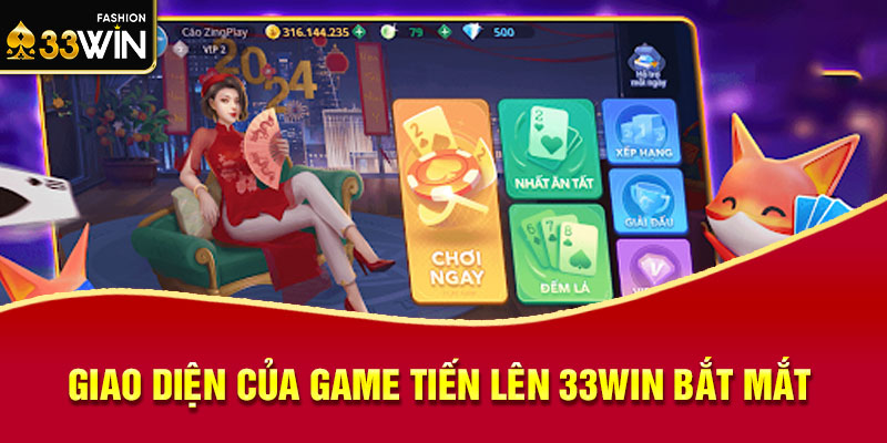 Giao diện của game tiến lên 33win bắt mắt